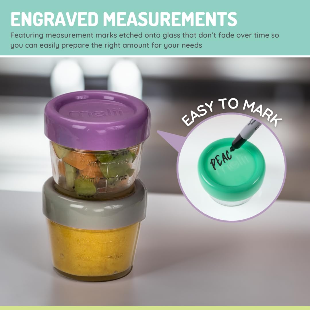 Melii Glass Food Storage Jars - 6-Pack (4Oz) With Airtight, Leakproof Lids, Bpa-Free & Eco-Friendly, Microwave, Freezer, Dishwas