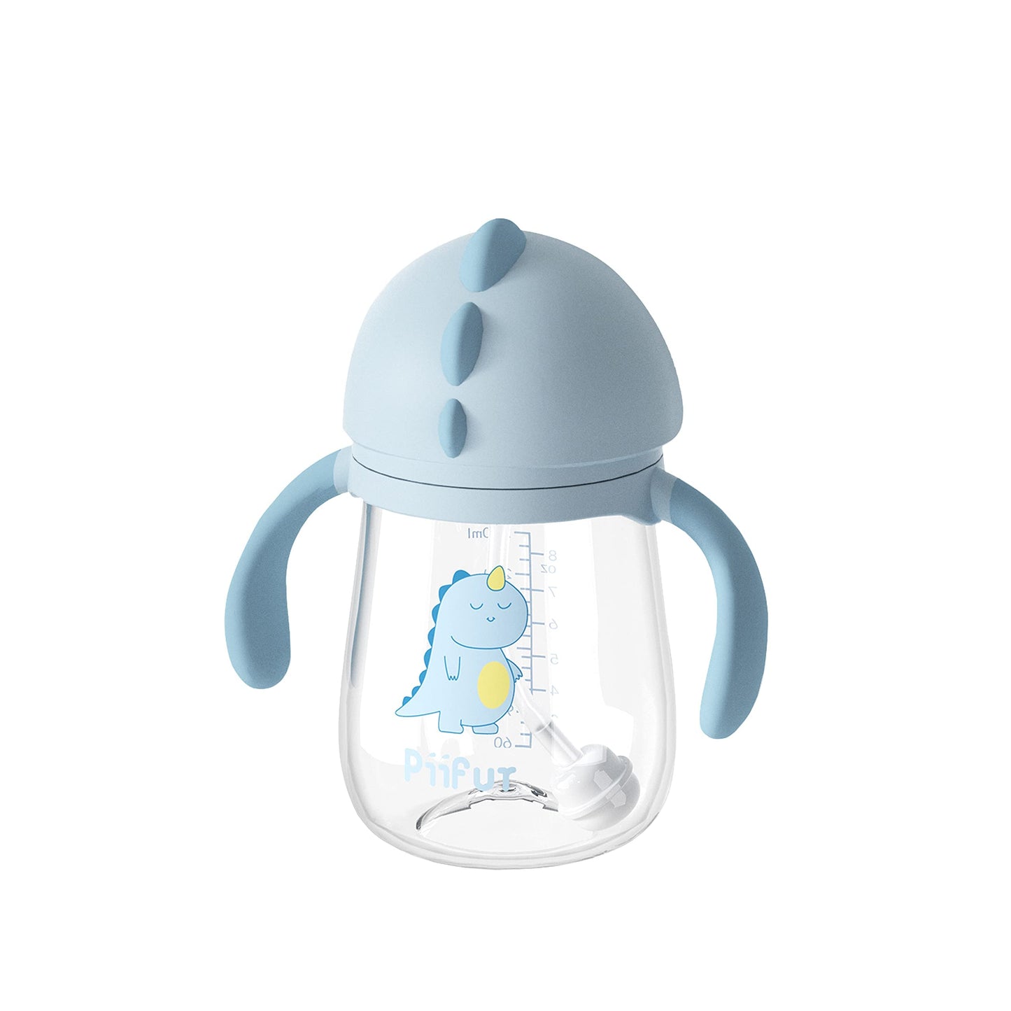 Piifur Baby Cup With Straw 12-18 Months, Weighted Ball Sippy Cup For Toddlers With Handle, Water Bottle For Kids 8 Ounce (Blue)