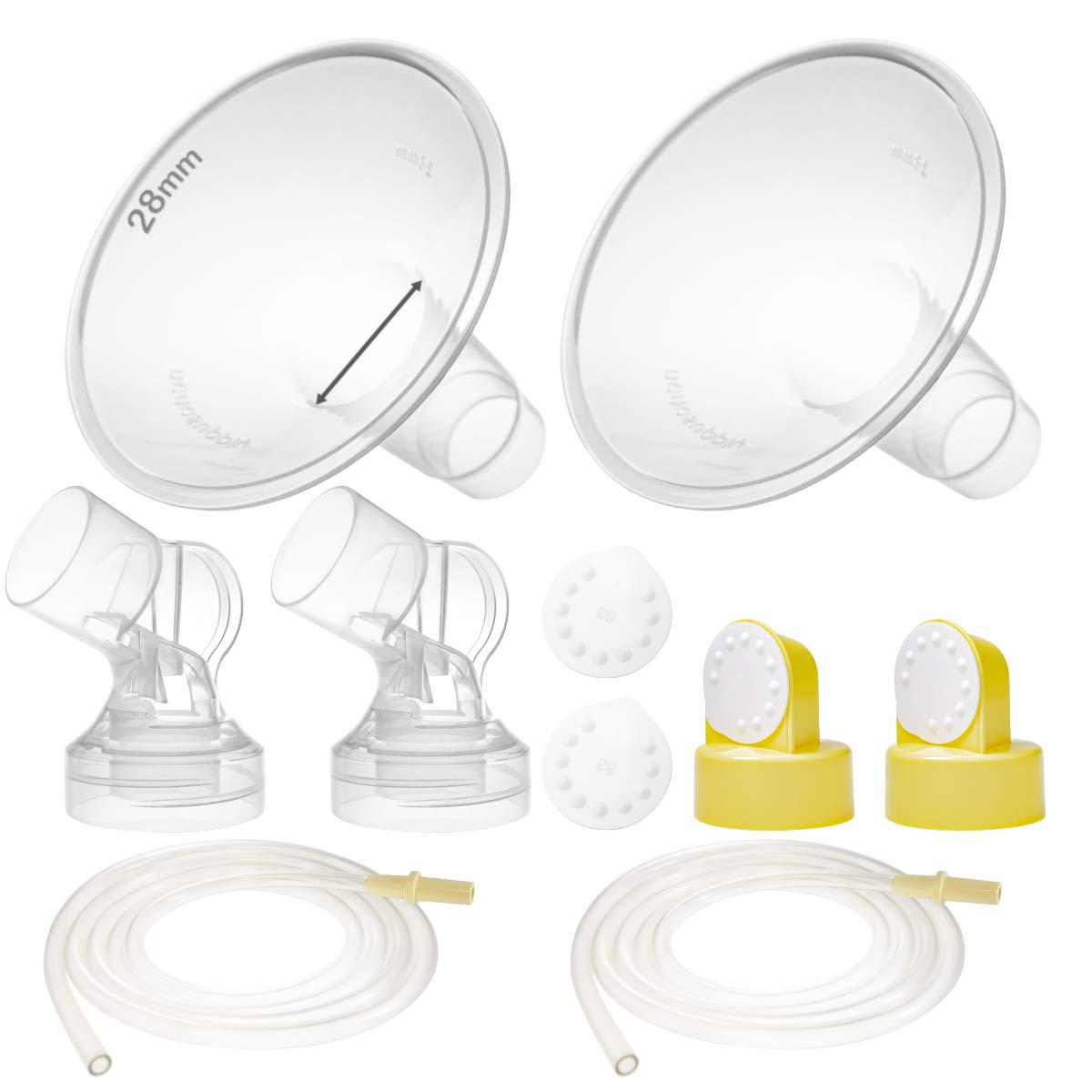 Nenesupply Pump Parts with 28mm Flanges Compatible with Medela Pump in Style Breastpump Not Original Medela Pump Parts Include C