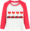 Ddsol Toddler Little Girl Valentine Day Shirt Baby Kid Love Heart Ladybug Print Tshirt Red White Raglan Long Sleeve Cotton Tee T