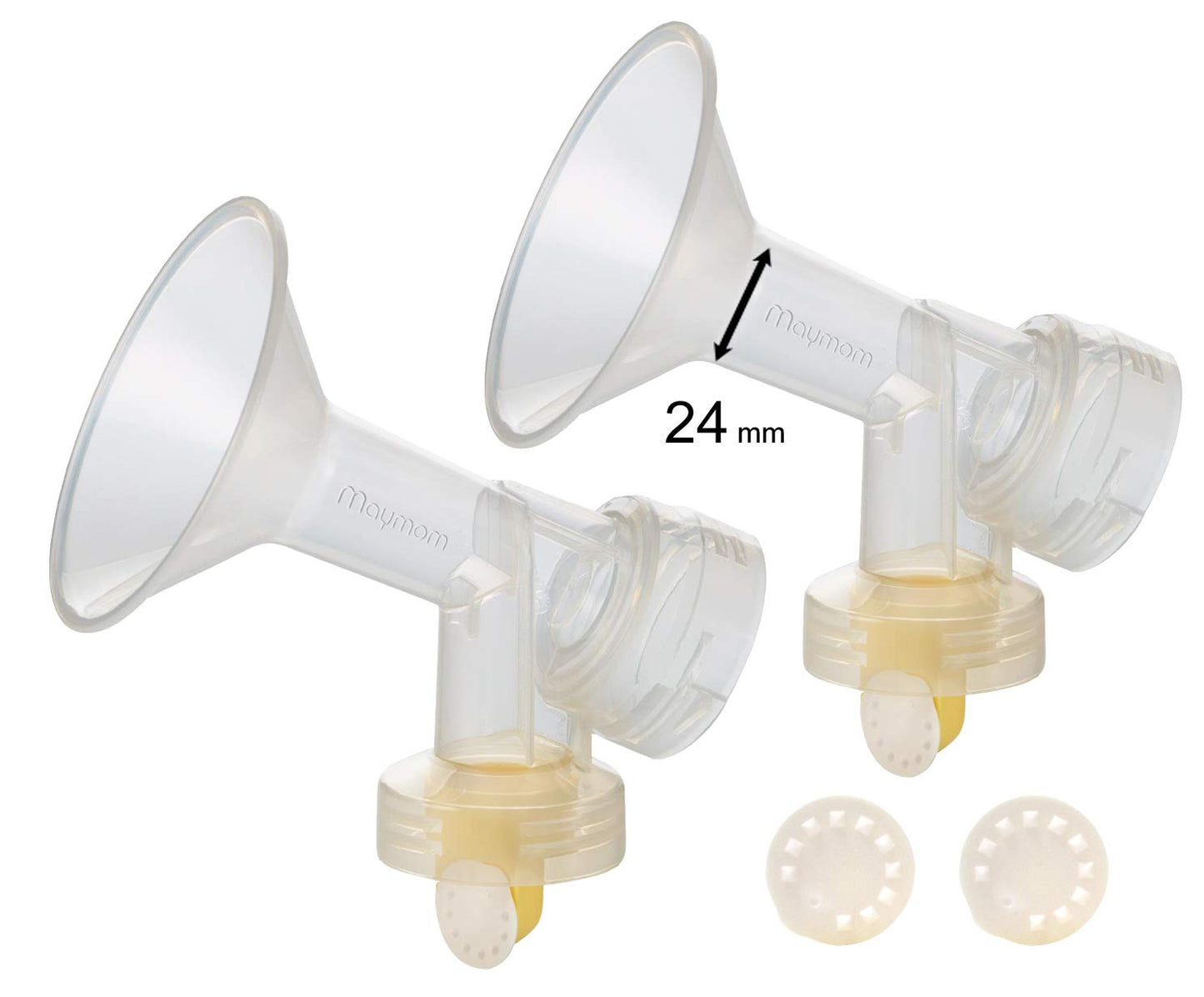 2X One-Piece Breastshields, Valves, Membranes Compatible With Medela Pump Parts, Pump In Style, Lactina, Symphony, Swing; 24 Mm