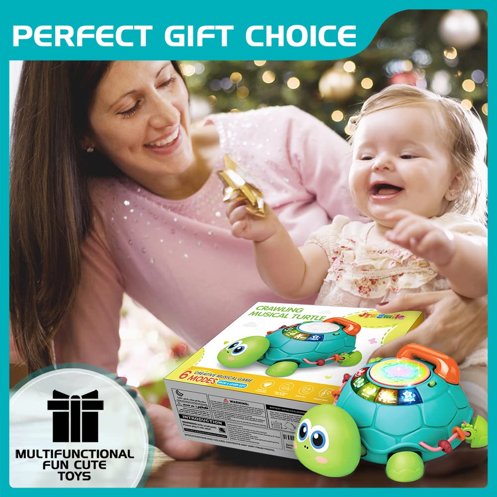 Baby Toys 6 to 12 Months, Musical Turtle Crawling Baby Toys for 12-18 Months, Early Learning Educational Toy with Light & Sound,