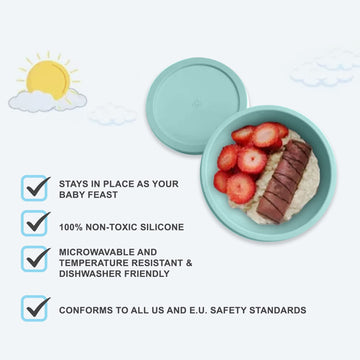 Octopod Silicone Baby Suction Bowl With Lid - Toddler & Baby Bowls, Baby Food Containers, Spill Proof Bowls For Toddlers, Suctio