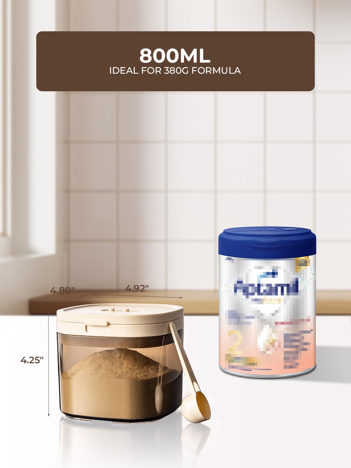 Tourdeus Travel Formula Container, 800Ml Bpa-Free Baby Formula Dispenser On The Go With Flip Top Lid, Magnetic Spoon & Date Mark