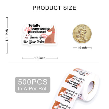 Cute Small Business Stickers,Funny Totally Paw-Some Purchase Dog Small Business Stickers,Thank You For Your Order Stickers, Mail