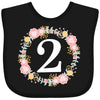 Inktastic 2Nd Birthday Rose Wreath 2 Year Old Girl Baby Bib Fuchsia 2F915