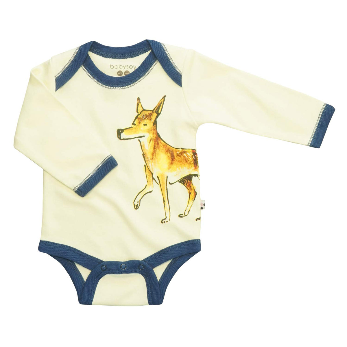 Babysoy Jane Goodall Long Sleeve Animal Pattern Bodysuit (Wolf, 1218 Months)