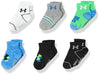 Under Armour Boys Multi Pack Future Boss Essential Quarter Sock, Green, 4/6