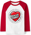 Toddler Boys T-Shirt Valentine'S Day Shirt Loved Heart Tops Kids Long Sleeve Raglan Baby Tees 4T