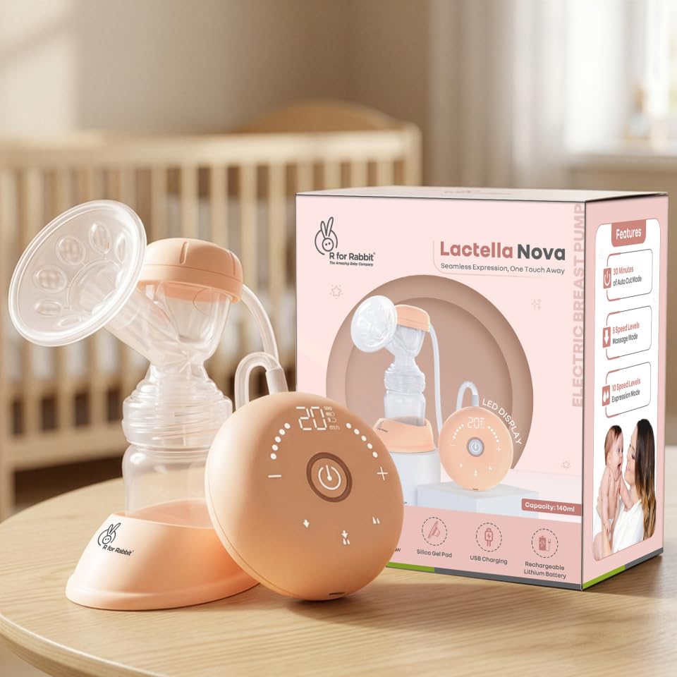 R For Rabbit Lactella Nova Electric Breast Pump With Led Display AutoOff DualMode Technology Rechargeable Battery Travel Frien