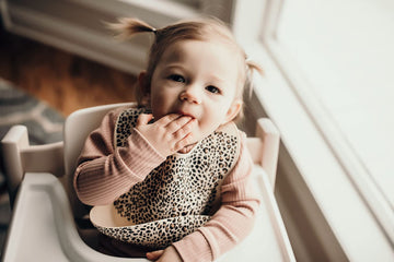 Three Little Tots Modern Silicone Baby Bib - Adjustable Fit Waterproof Catch Bibs ((Leopard)
