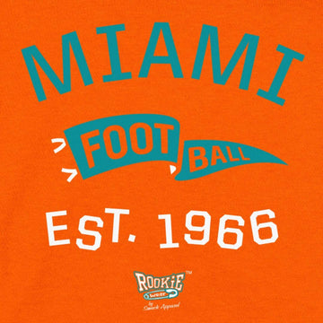 Retro Pennant Baby Apparel For Miami Football Fans (Nb-7T) (Orange Onesie, 6 Months)