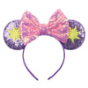 Foeran Mouse Ears Headbands Shiny Bows Mouse Ears Glitter Party Princess Decoration Cosplay Costume For Girls Women (Sun Purple
