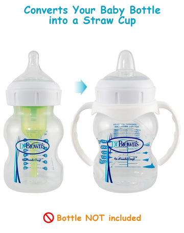 Sippy Cup Conversion Kit For Dr Browns Wide-Neck Baby Bottles, Spill-Proof Transition Kit With Silicone Sippy Nipple, Weighted S