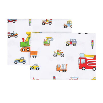 Kids Toddler Pillowcases 100% Cotton 14X19 2 Packs Fits Kid Toddler Bedding Pillow 14X19, 13X18 Small Pillow (Construction Vehic