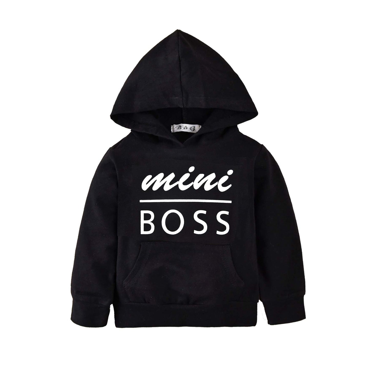 Aalizzwell Toddler Baby Long Sleeve Hooded Sweatshirt Pocket Pullover Hoodies For Boys Girls (Black-1, 12 Months)