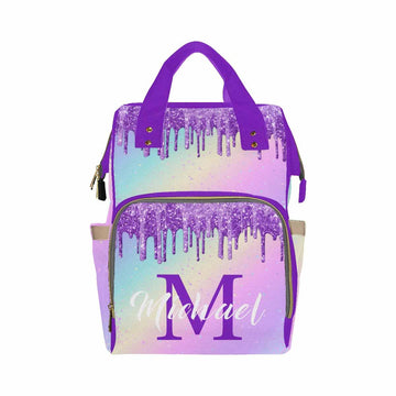 Artsadd Customized Mother'S Day Diaper Bags, Personalized Rainbow Color Backpack With Name For Women Birthday Custom Nursing Bag