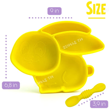 Zeimas Silicone Divided Toddler Baby Plates - Portable Non Slip Suction Plates For Children Babies And Kids Bpa Free Baby Dinner