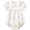 Pureborn Baby Girl Bodysuit Peter Pan Collar Bubble Romper Easter Short Sleeve One-Piece Cotton Outfit Field Rabbit 18-24 Months