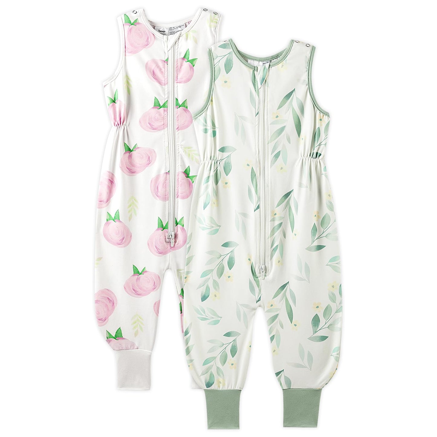 TotAha Toddler Sleep Sack with Feet 2t for Girls,TOG 0.5, Light and Soft Baby Wearable Blanket for Walkers, 2 Pack,Buds & Greenl
