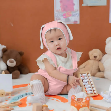 Agqt Baby Girls 1St Easter Outfit Set Halloween Bunny Costume One Piece Romper Overalls With Rabbit Ear Hat Pink Size 12-18 Mont