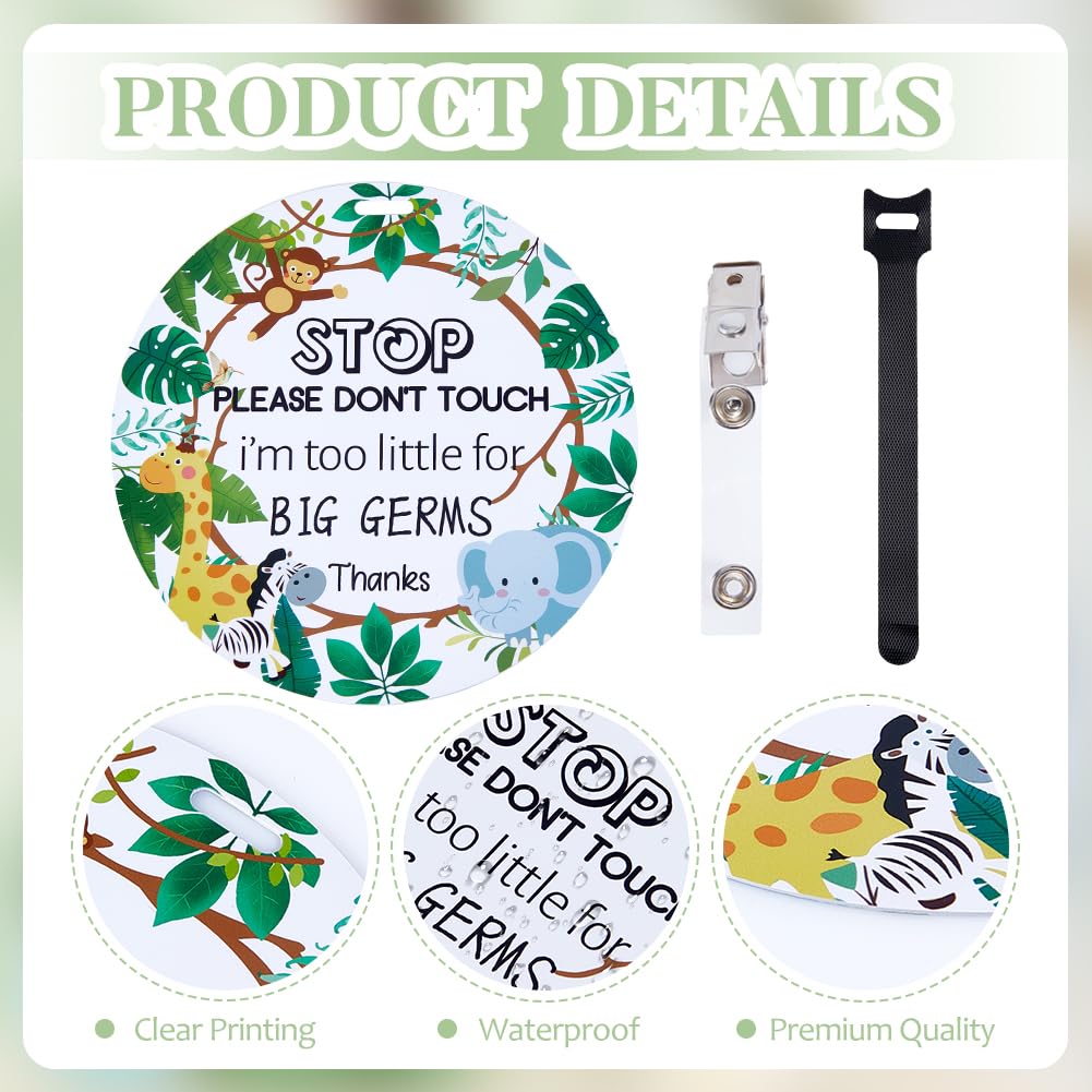 Pligreat 2 Pack No Touching Baby Car Seat Sign, No Kissing Baby Stroller Tag With Hanging Straps And Clip, Please Dont Touch Bab