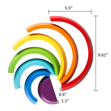 Coogam Wooden Rainbow Stacker Nesting Puzzle Blocks - Tunnel Stacking Game Building Creative Color Shape Matching Jigsaw Learnin
