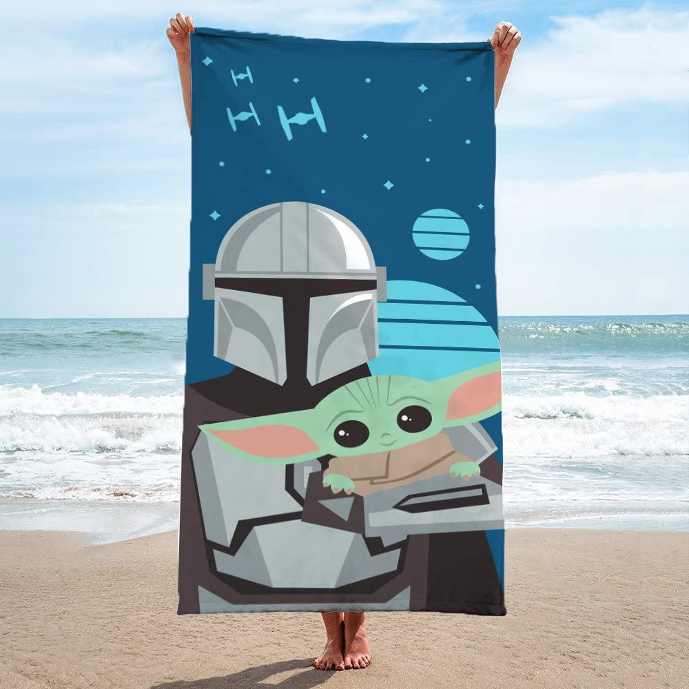 Jay Franco Star Wars The Mandalorian He'S With Me Bath/Pool/Beach Towel - Super Soft & Absorbent Fade Resistant Cotton Towel Fea