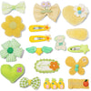 Hair Clips For Girls 18 Pcs No Slip Assorted Barrettes For Kids Bows Green Yellow Cute Hair Accessories For Little Girls Teens T