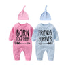Ysculbutol Baby Twins Bodysuit With Hat Born Together Friend Forever Baby Boy Clothes Toddler Girl Clothes Baby Romper(Blpi Bb 3