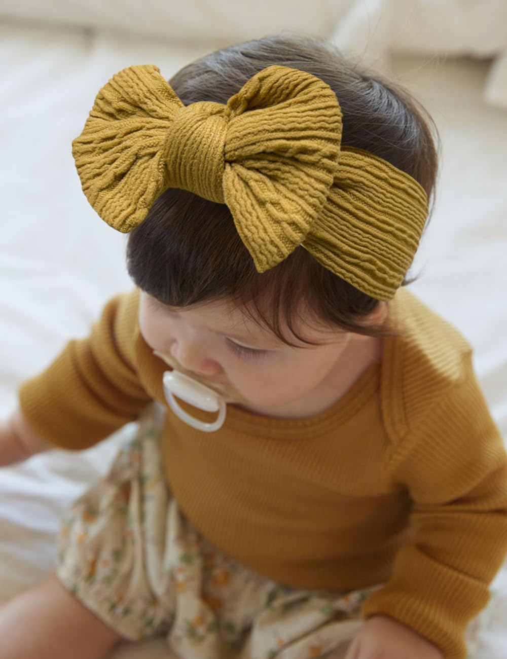 Zurlefy Rust Baby Headbands Bows, Brown Nylon Headband Bow For Baby Girls Infant Head Wraps Newborn Toddler Unisex Gifts(03H-05)