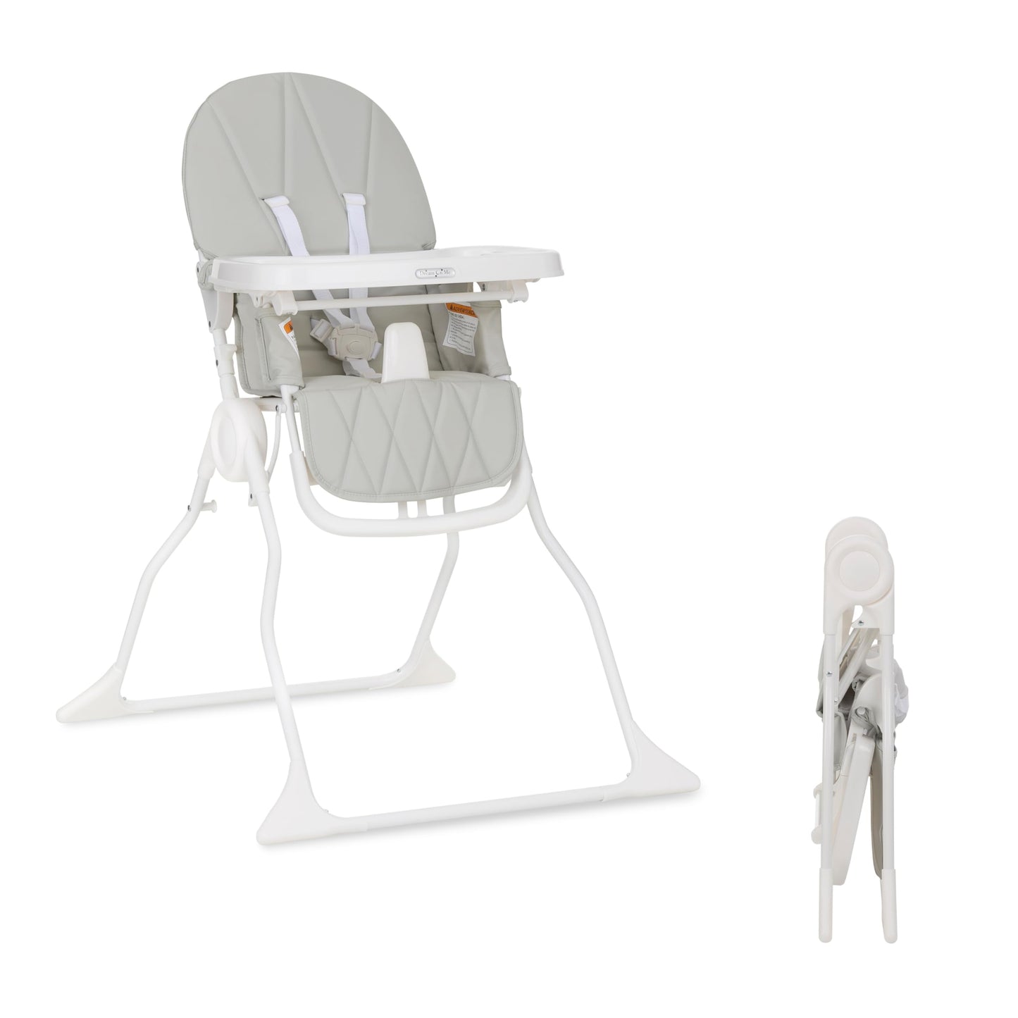 Dream On Me Snack And Stow Baby High Chair In Koala Gray, Easy To Fold And Store Travel High Chair, Removable And Three Position