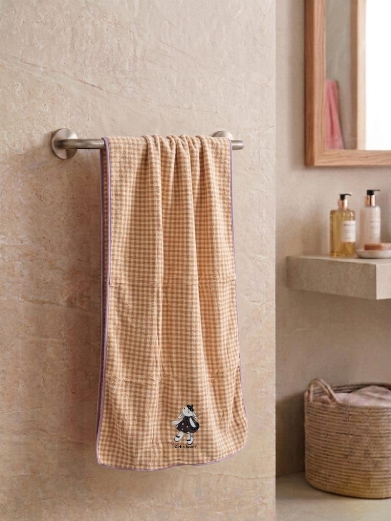 Babyholic Cartoon Baby Bath Towel,Cotton Terry, 100x50 cm, for Newborns (Beige, Medium)