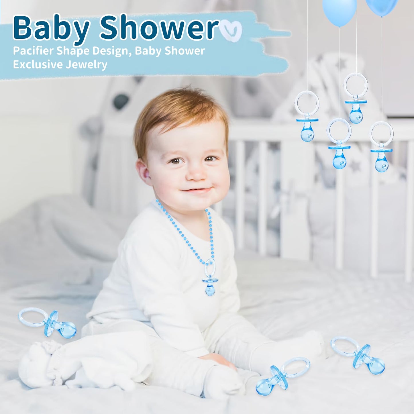 72 Pcs Baby Shower Pacifiers, 2.75 Plastic Pacifiers For Baby Shower Game, Baby Shower Decoration Diy, Gender Reveal Party Table