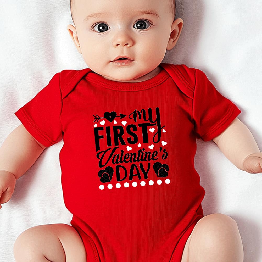 Hrcfbk Infant Newborn Baby Boys Girls My First Valentine'S Day Bodysuit Short Sleeve Romper Layette Set(Red 2,3-6Months)