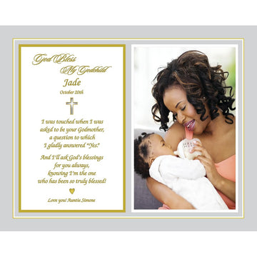 Poetry Gifts Baptism Godchild Keepsake From Godmother, Godfather - 8X10 Inch Print Personalized From Godparents