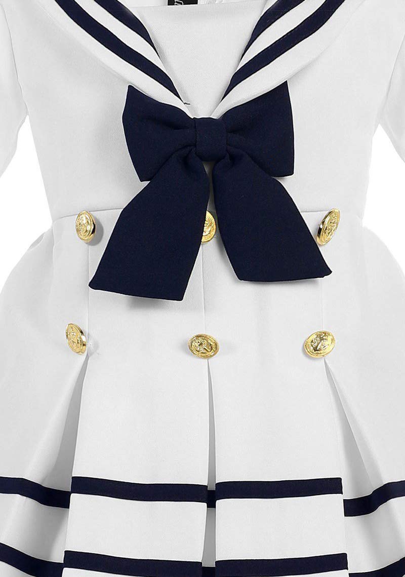 Igirldress Baby Toddler Girls Nautical Sailor Dress With Hat 6Mos White