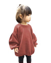 Toddler Baby Girl Sweater Round Neck Loose Long Sleeve Candy Color Knitted Pullover Tops Autumn Winter Sweatshirt (Reddish Brown