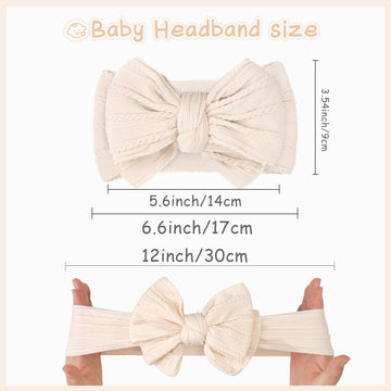 C Llot 6 Pcs Super Stretchy Soft Handmade Headbands With Double Bows Head Wrap Nylon Hair Accessories For Newborn Baby Girls In