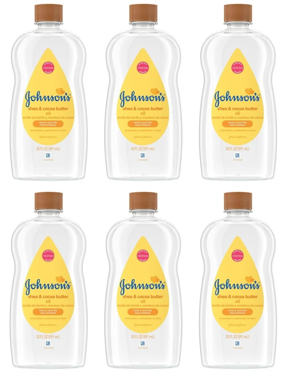Johnsons Baby Oil Shea & Cocoa Butter 20 Ounce (591Ml) (6 Pack)
