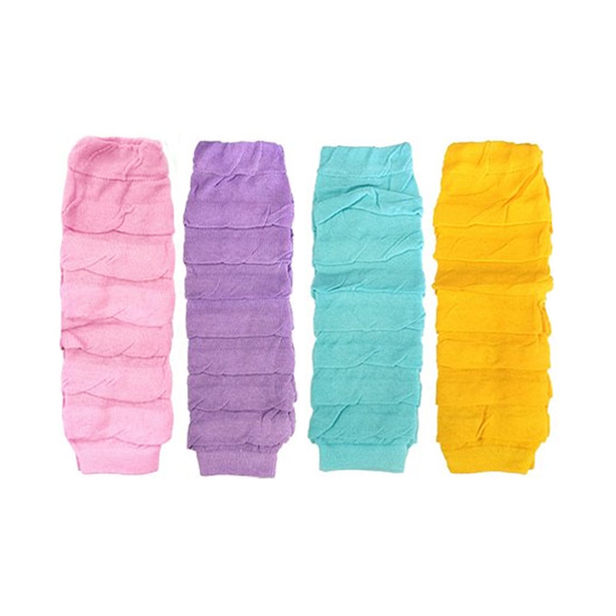 Allydrew 4 Pack Baby Leg Warmer Set & Toddler Leg Warmer Set - Ruffle Pink, Purple, Teal & Yellow
