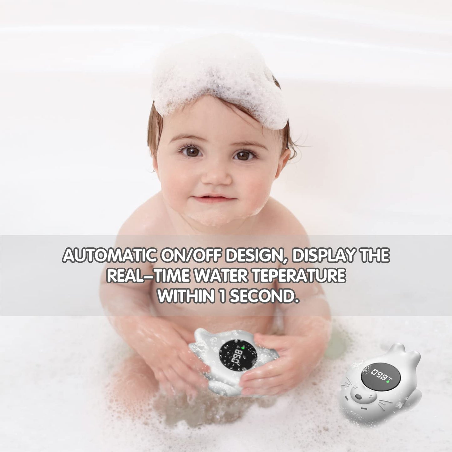 Baby Bath Thermometer Safety, Waterproof Bath Thermometer With Temperature Warning And Auto On/Off
