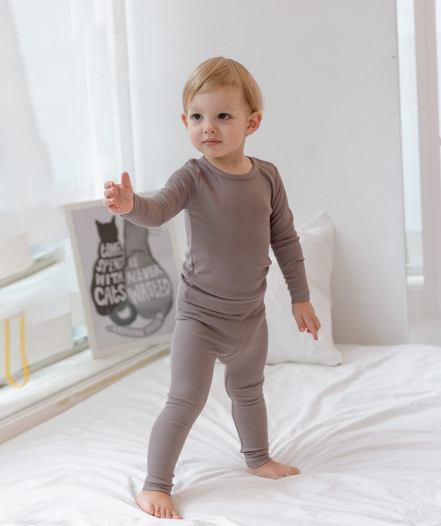 Avauma Baby Boys Girls Pajama Set Kids Toddler Snug Fit Ribbed Sleepwear Pjs For Daily Life Style (Jl/Cocoa(L))