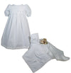 100% Cotton Girls Preemie Dress Christening Gown Baptism Set With Lace Hem 2-3Lbs White