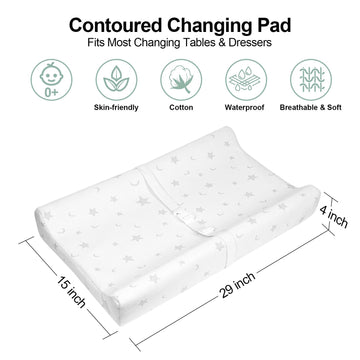 Beianpp Small Baby Changing Pad 29 X 15 For Dresser With Cover, Waterproof & Non-Slip, Mini Diaper Contoured Foam Changing Table