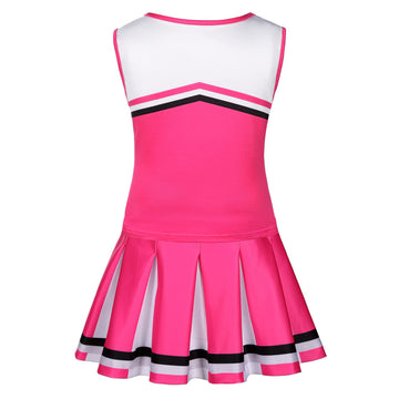 Koatobbor Girls Cheerleader Costume Cheerleading Outfit Dress For Halloween Party Birthday Gift 3-9Years (3-4 Years, Pink)