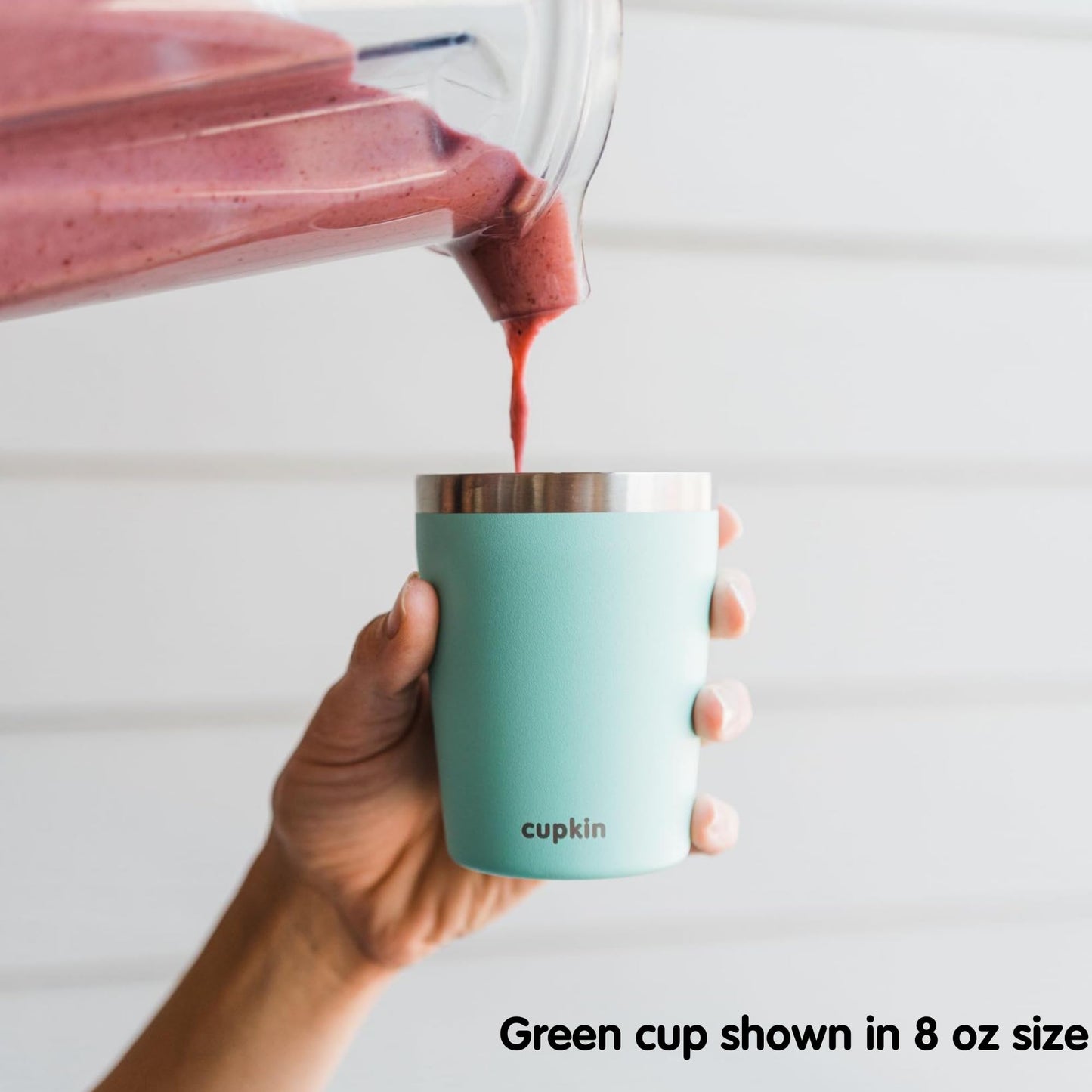 Cupkin Reusable Cups With Lids, The Original Stackable 12 Oz Stainless Steel Tumbler With Lid, Set Of 2 Powder Coated Insulated