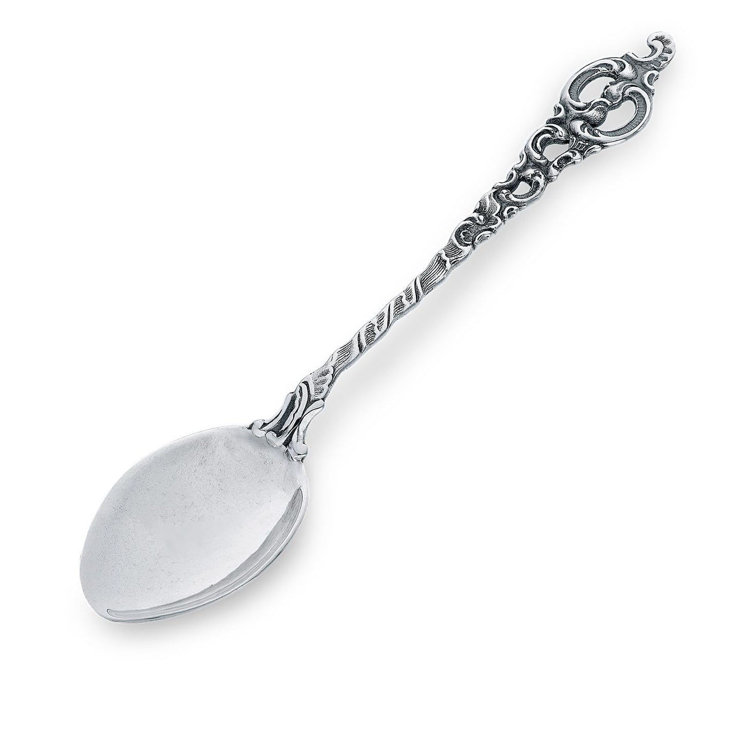 AMBEDORA Small Spoon Roma for Boy or Girl, Oxidized 925 Sterling Silver, Christening, Birthday Gift