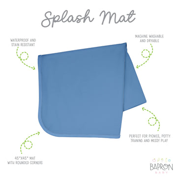 Bapronbaby Minimalist Dusty Blue Splash Mat - Waterproof Catch-All For Under High Chairs, Floors, Tables, Playtime Or Arts & Cra