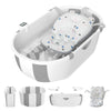 Collapsible Baby Bathtub For Infants To Toddlers With Soft Bath Cushion Foldable Baby Bath Tub With Thermometer And Drain Outlet
